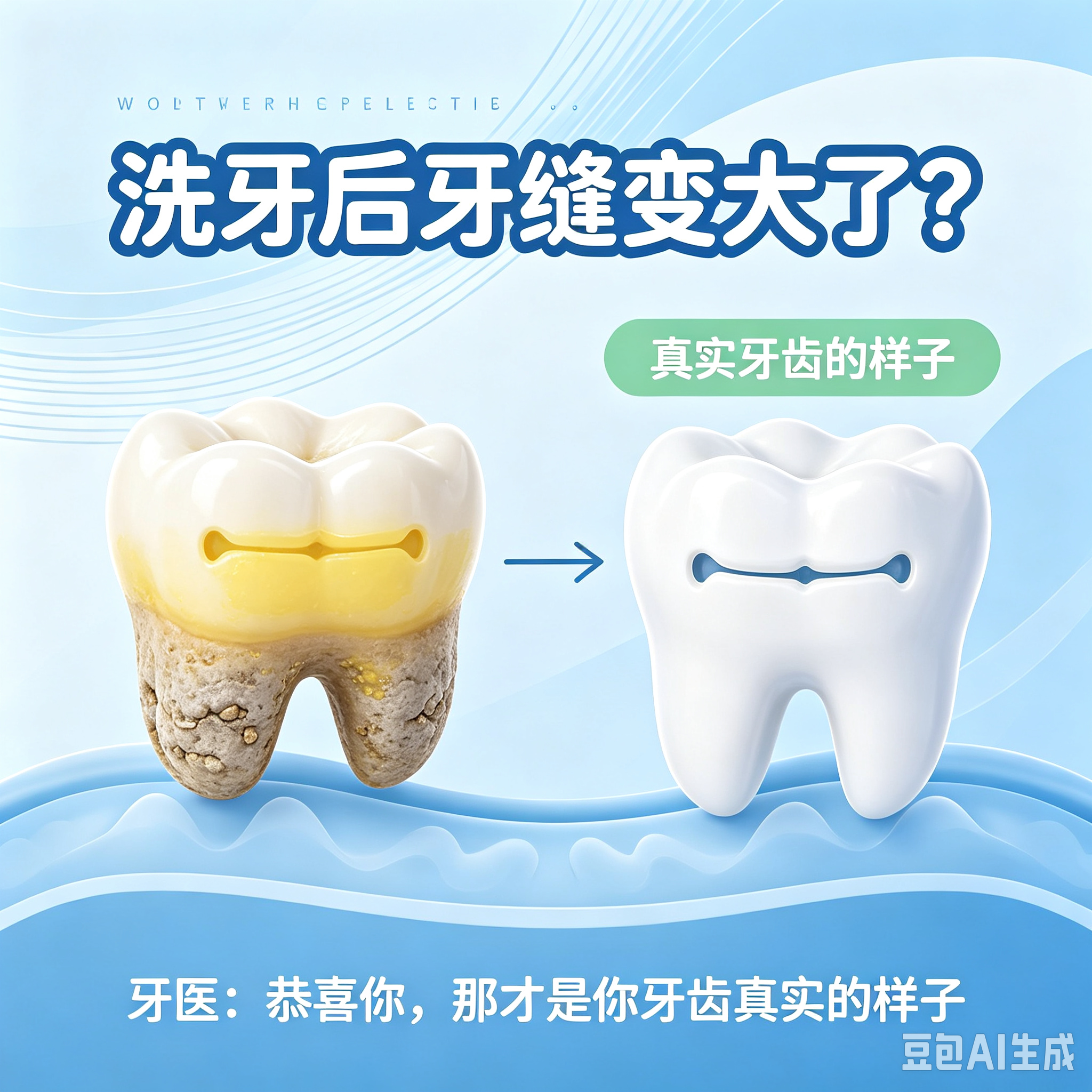 洗牙后牙缝变大了？牙医：恭喜你，那才是你牙齿真实的样子“洗完牙，感觉牙齿漏风，牙缝大得能塞进一粒米。