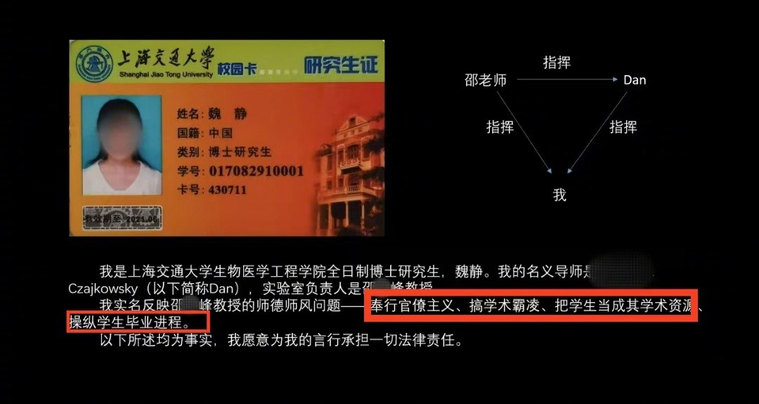【#上海交大一博士生举报教授学术霸凌##上海交大回应博士生举报教授学术霸凌#】5
