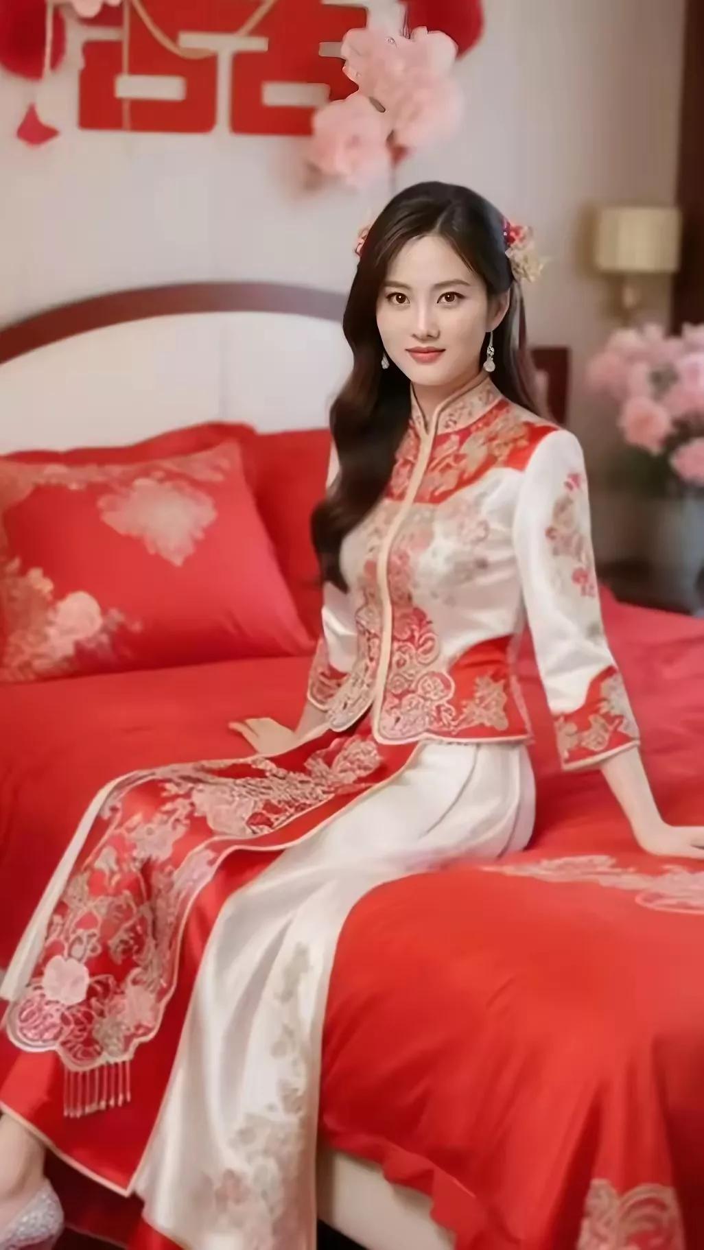 💕红衣佳人卧红床，花枝招展迎新春💕