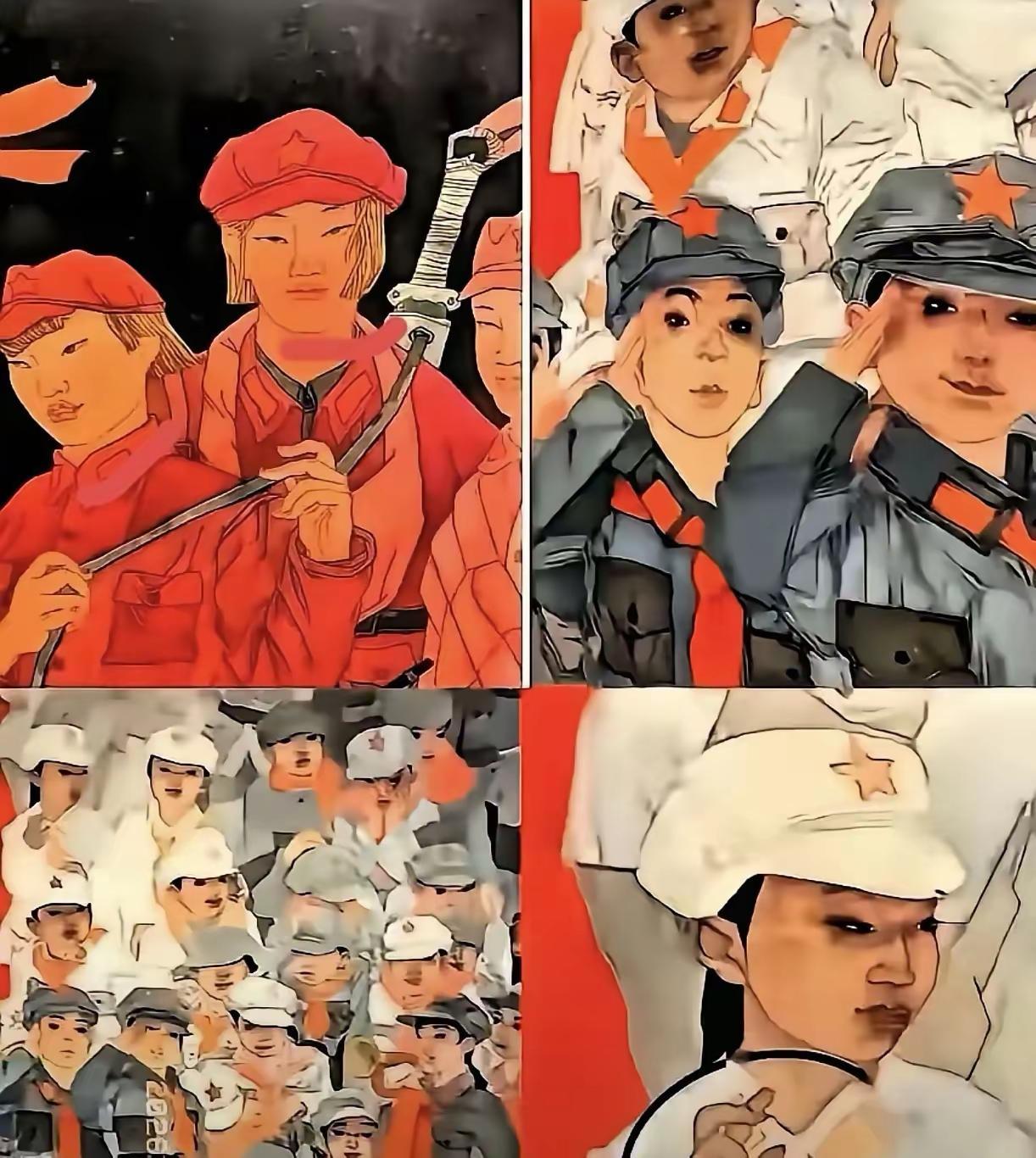 清华美院真是人才辈出啊，图一是美院的作品，咱们的红军女战士，在这些画家笔下，就成