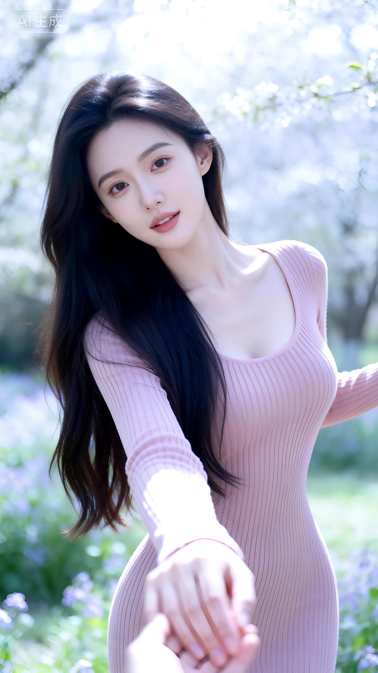 春日微风拂过，花香与温柔皆落在她的笑意里。壁纸写真养眼美照分享女神