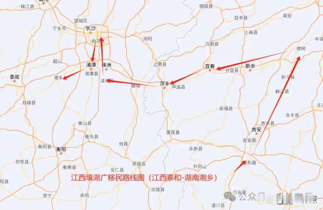 传说中当时移民路线从江西踏入湖南的地方有两座山，江西那边的山叫“离山”，湖南这边