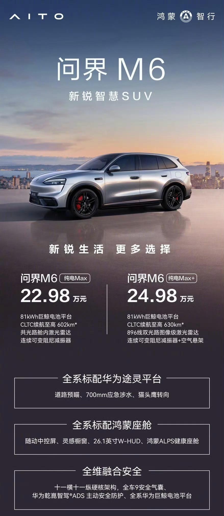 问界m6纯电新版本22.98万起电池从来不是越大越好我们需要鼓励车企多出小电池的