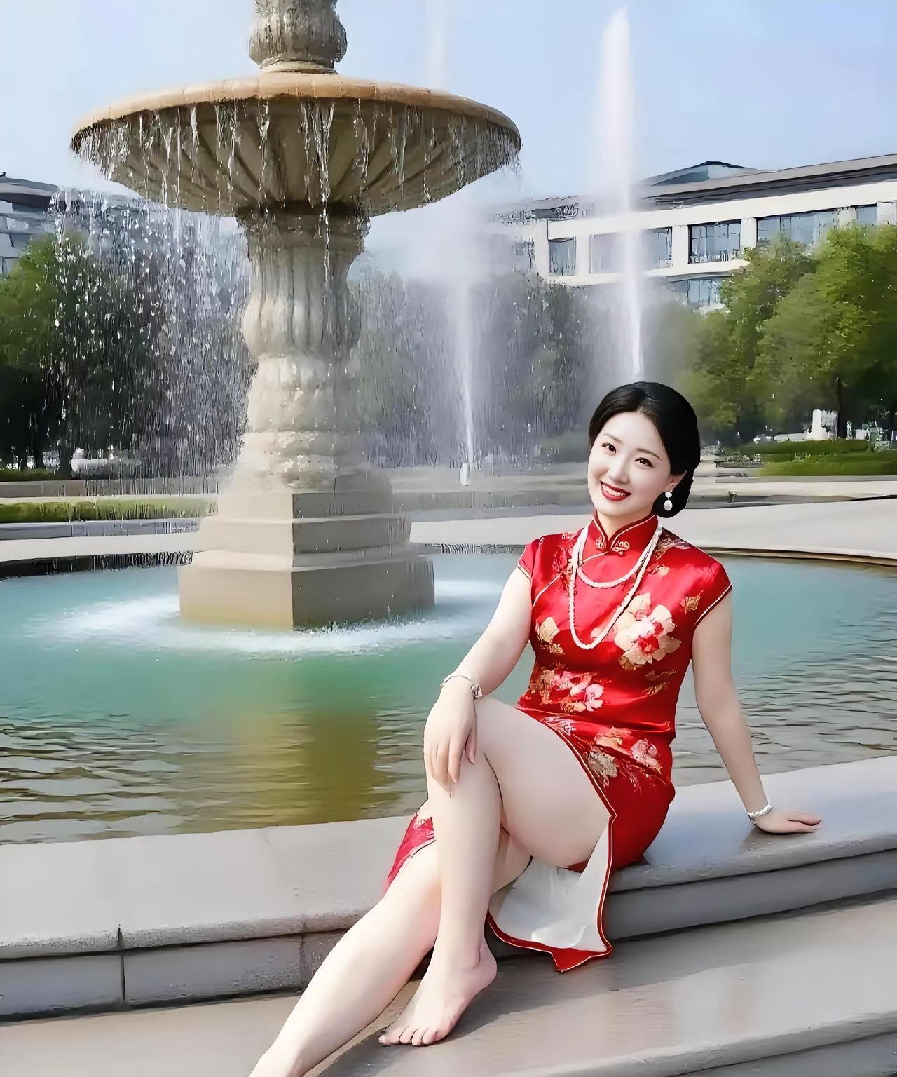 光脚穿旗袍，又白又美，韵味十足
