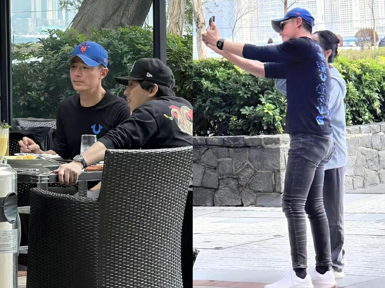 发现没？霍建华有个习惯可能他一直改不掉了，那就是喜欢穿这种紧腿牛仔裤霍建