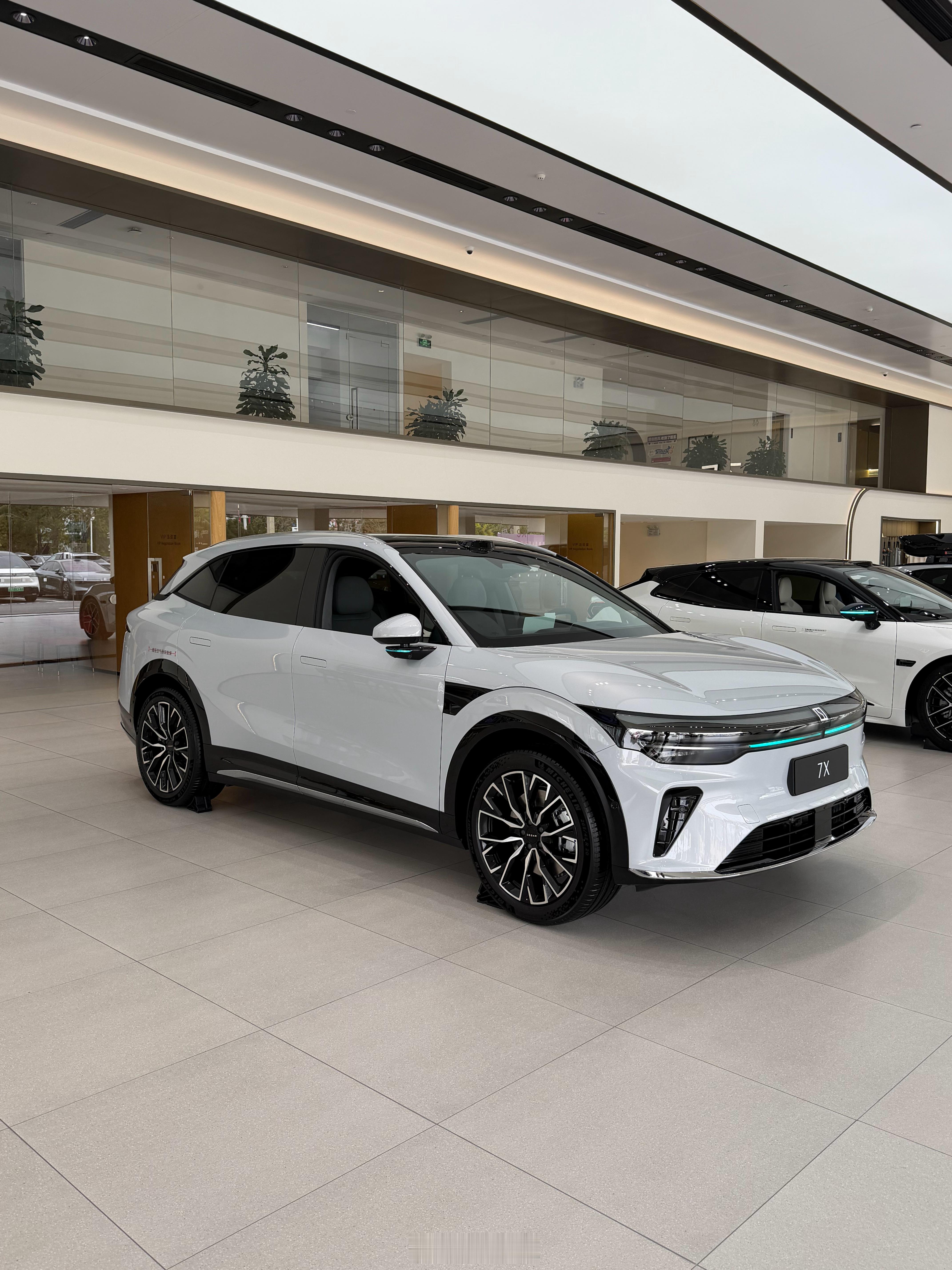 焕新7X，最具辨识度就是车尾牌照框上移，新增小蓝灯。你们觉得好看吗？石墨烯座椅加