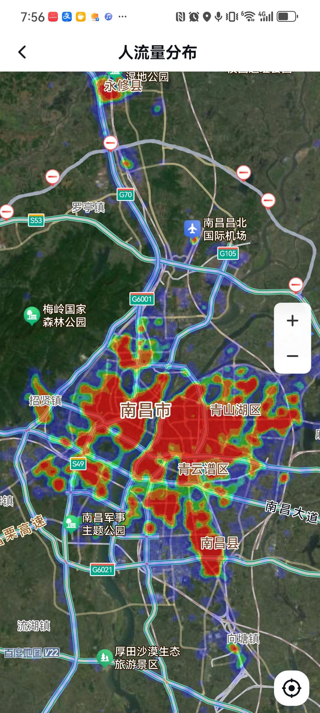 2026年9月30日19:56分，南昌市热力图！南昌市老城区人气爆棚，尤其是八