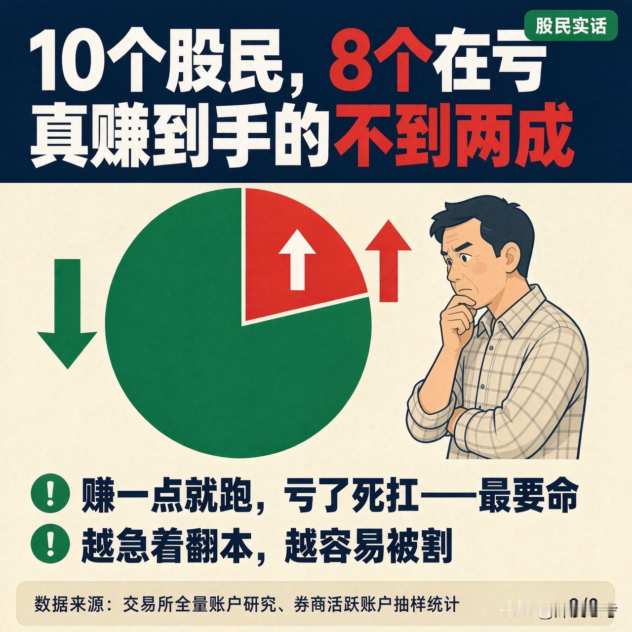 股市赚钱的人多还是赔钱的人多?作者加速成长计划"七亏二平一赚"，老股民都会念