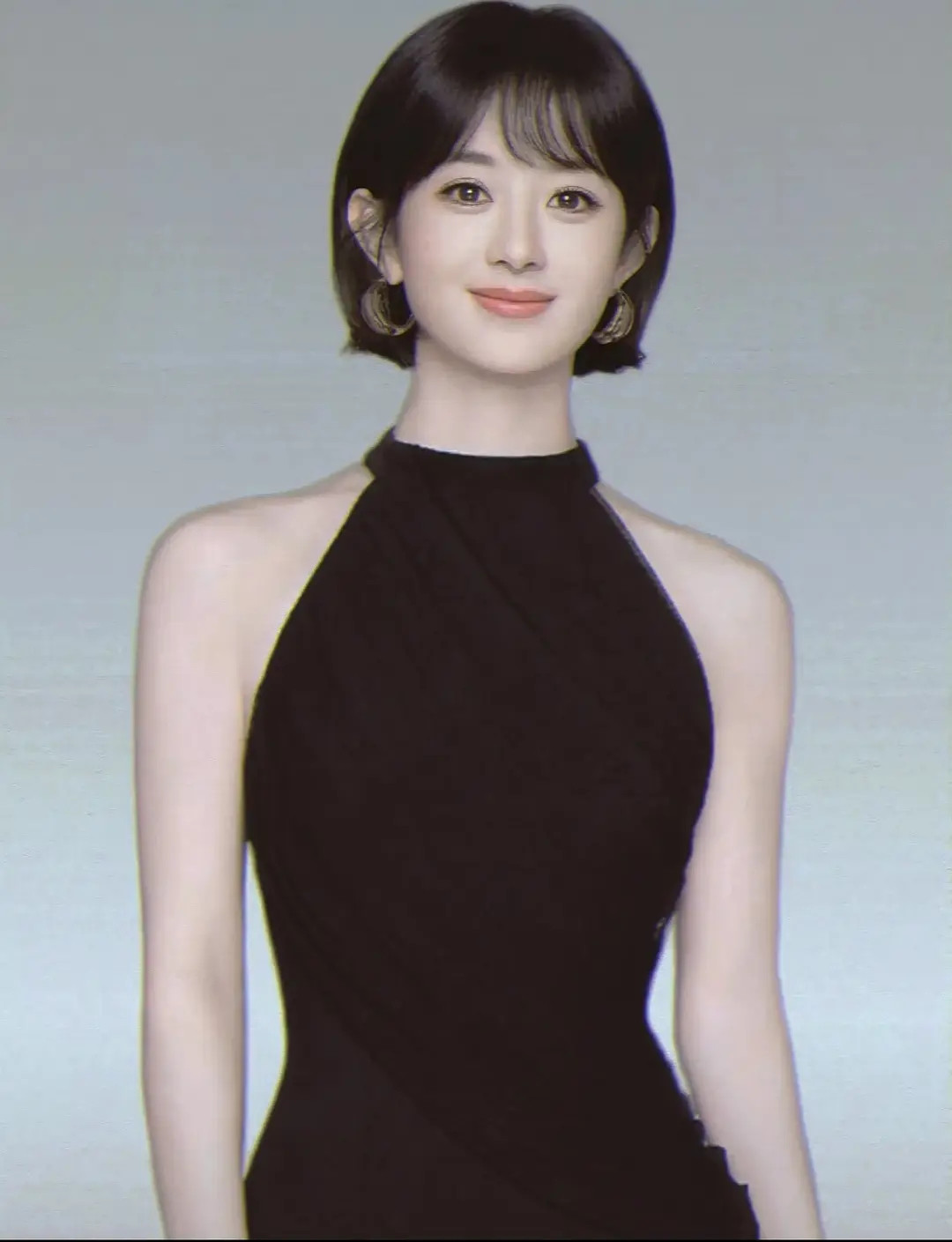 无水印的更美了！！！怎么这么美啊，头小脸小颈肩线优越还能hold住这种短发！直接