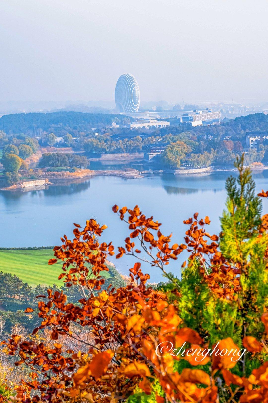 雾霾笼罩下的北京雁栖湖摄影