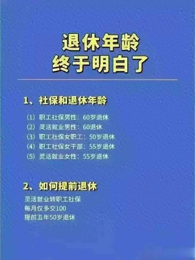 终于有人把社保和退休年龄整理出来了, 收藏起来看看