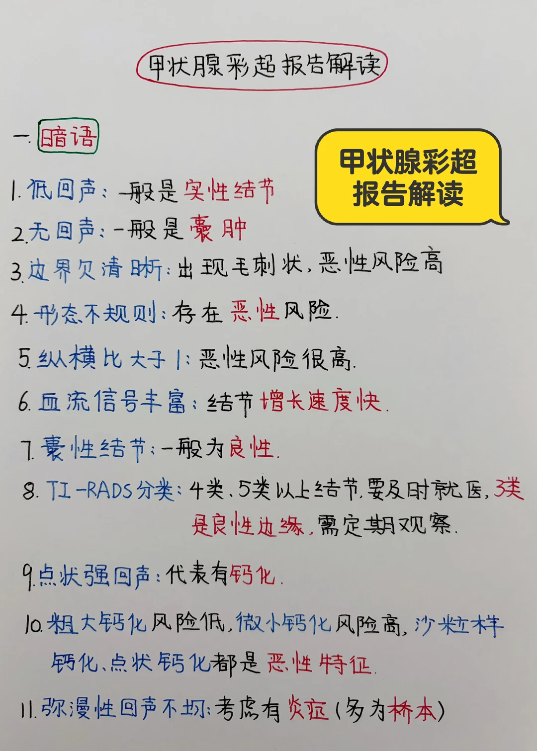 今日学习打卡——甲状腺超声报告解读