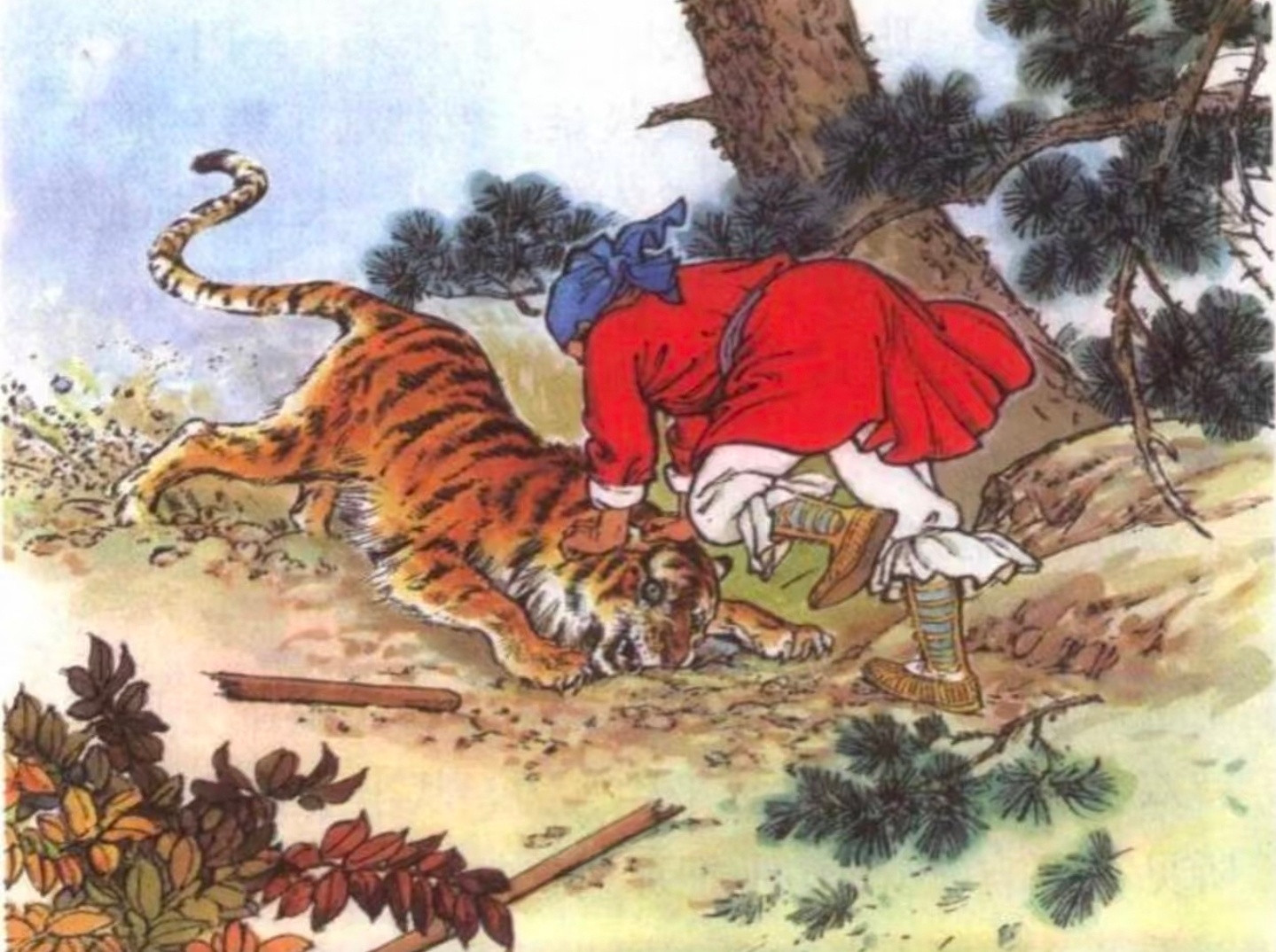 把课本上的武松打虎插图，生成真实风格。质感相当不错。