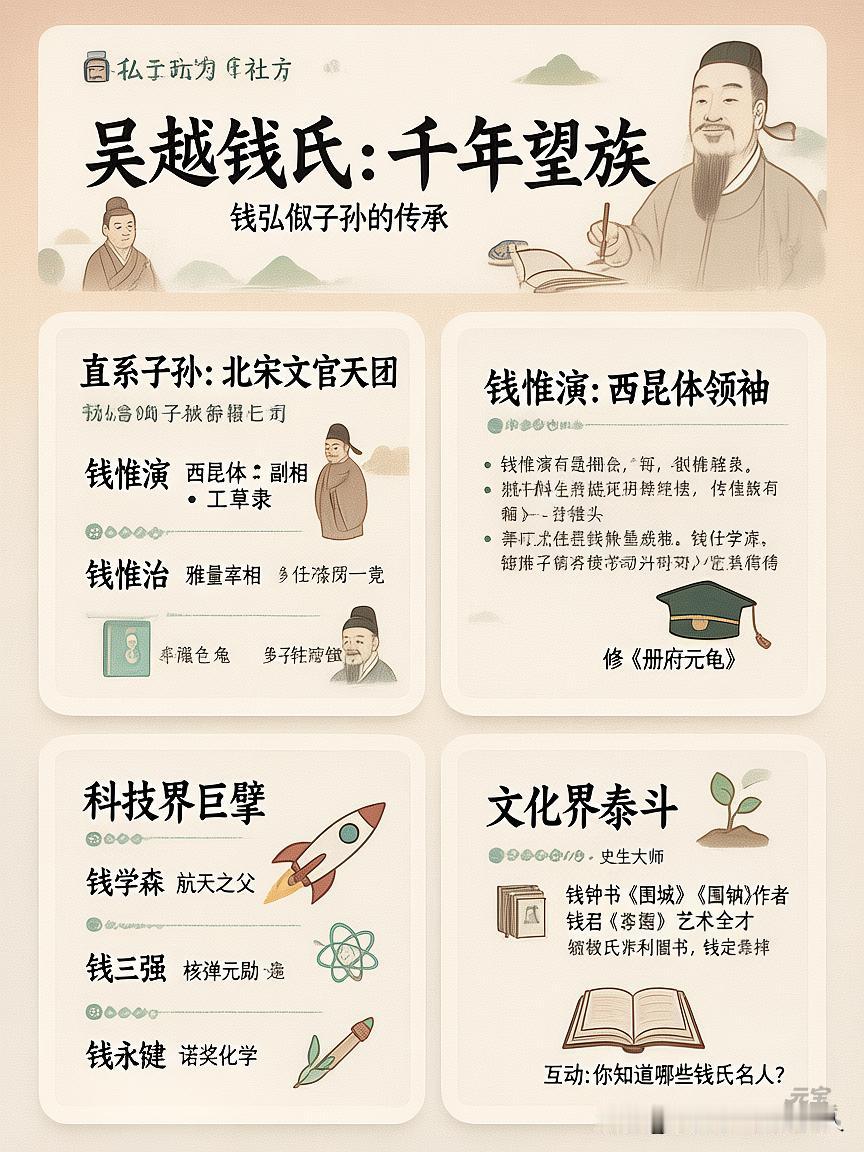 “谁懂啊！吴越国钱弘俶归宋后，子孙不仅没凉，还混成千年名门…钱弘俶共有14子（