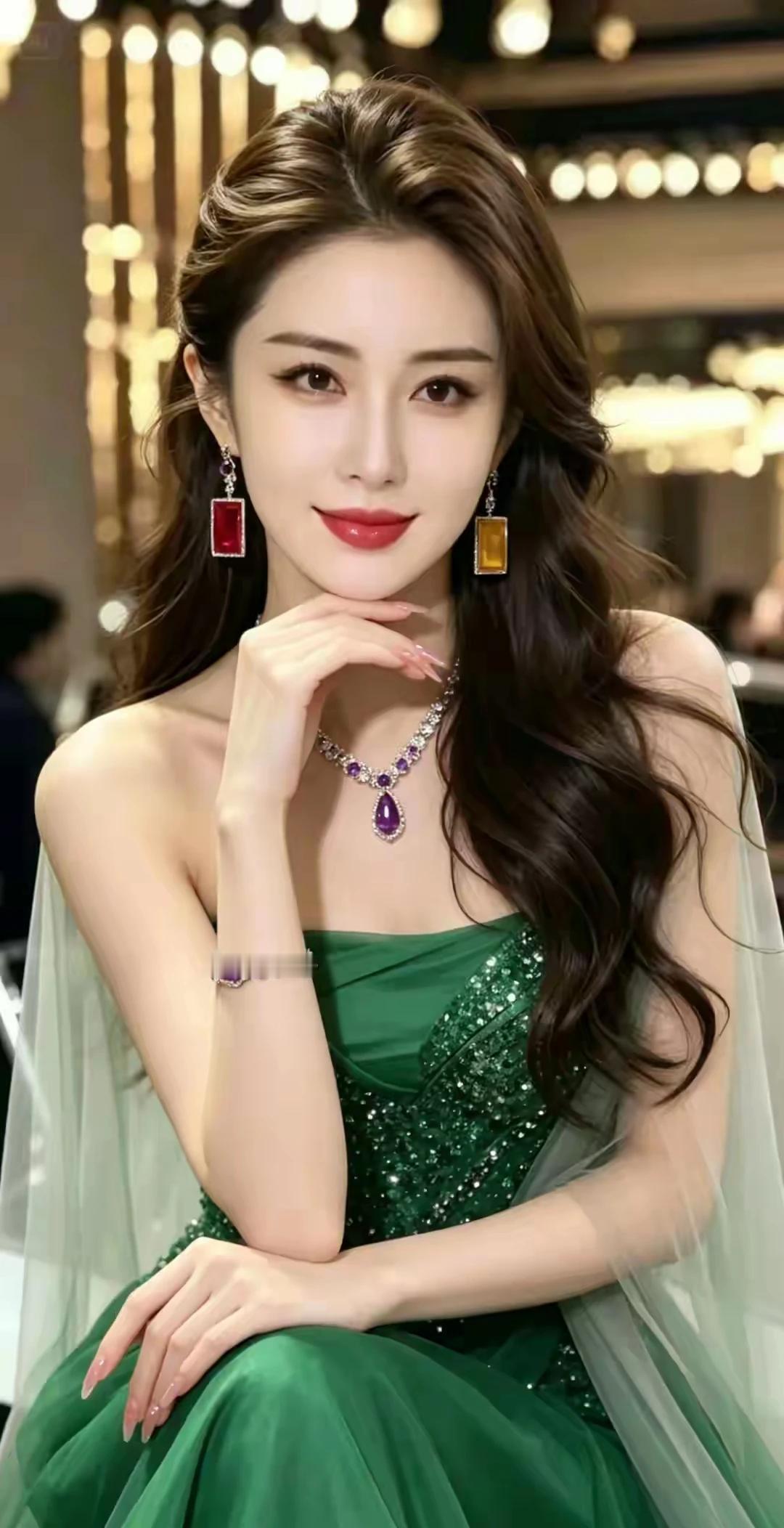 东方佳丽，光彩照人。青丝如瀑，眸若秋水。冰肌玉骨，明眸皓齿。国色天香，国