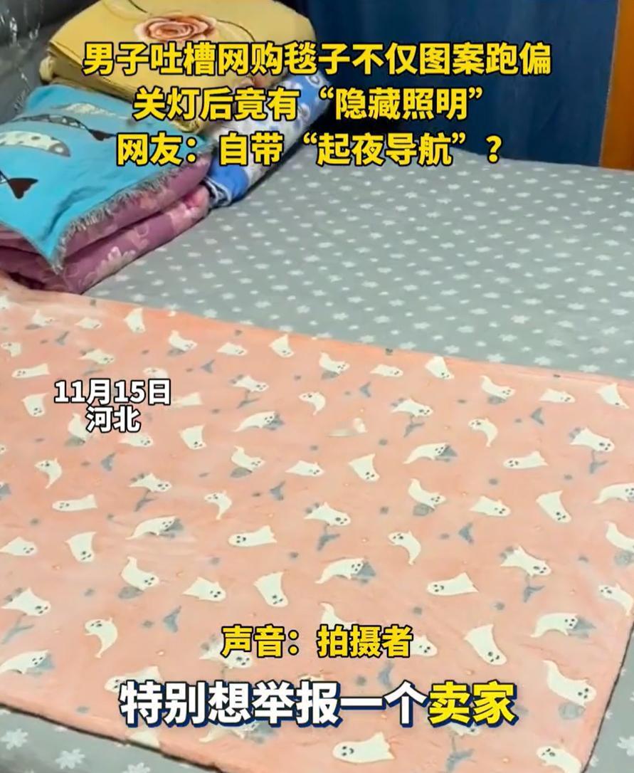 河北，一男子网购时看到一个小毯子不错，就下单购买了，可收到货后，却发现不仅颜色和