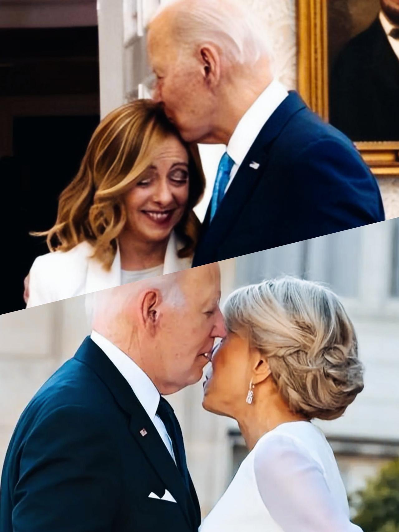 拜登见了梅洛尼热情呢？还是见了布丽吉特更热情呢？拜登跟梅洛尼和布丽吉特互动的方