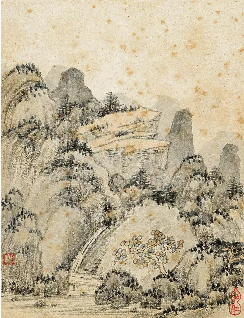 弘仁静谷寒烟图册。弘仁(1610年-1663年)，俗姓江，名韬，字六奇，出家后