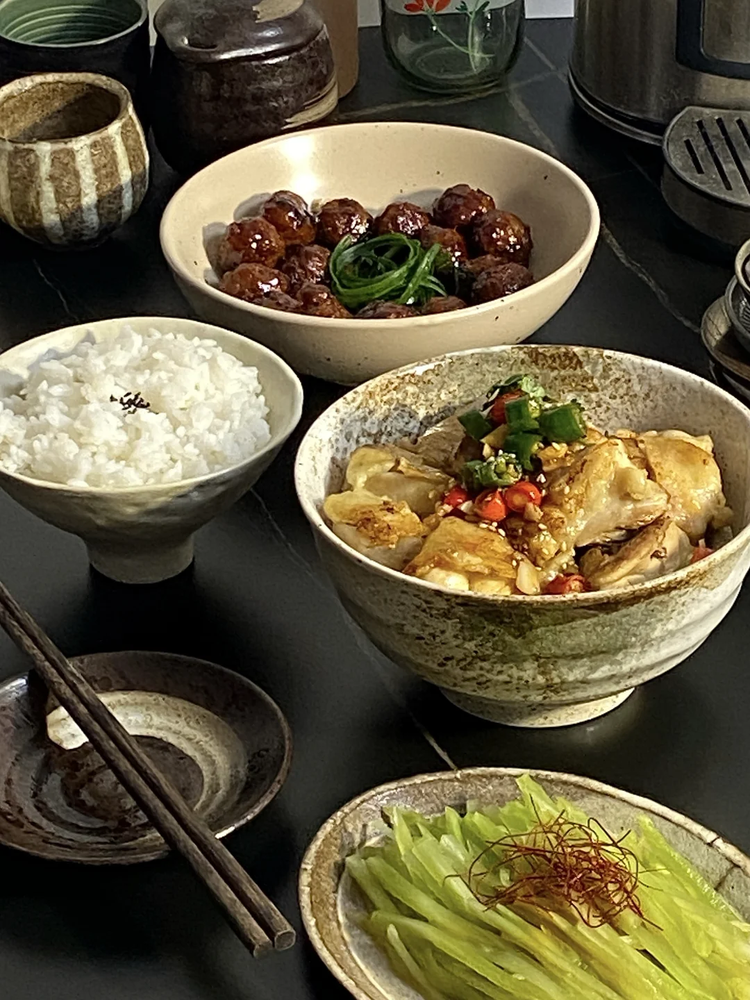 今日菜谱📜椒麻鸡 照烧丸子 凉拌笋丝🥢