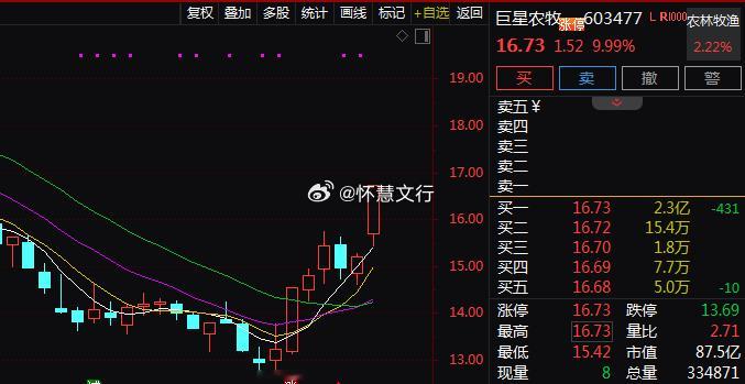 猪肉概念午后表现活跃，$巨星农牧sh603477$强势涨停，$新希望sz0