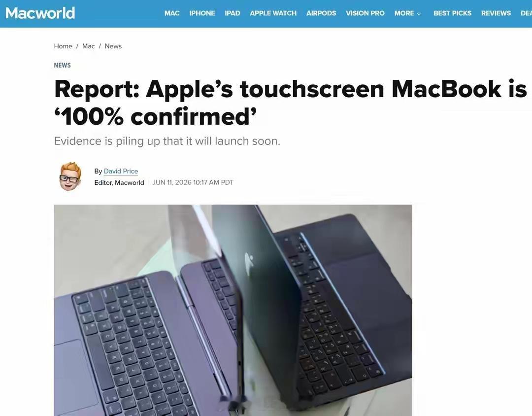 多方消息实锤，苹果首款触屏MacBook来了！这次不仅是打破传统的触屏设计，更是