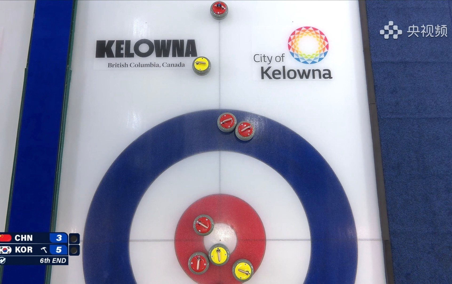 米兰冬奥会冰壶落选赛韩国队后手一分，中国队3-6落后。还剩两局。