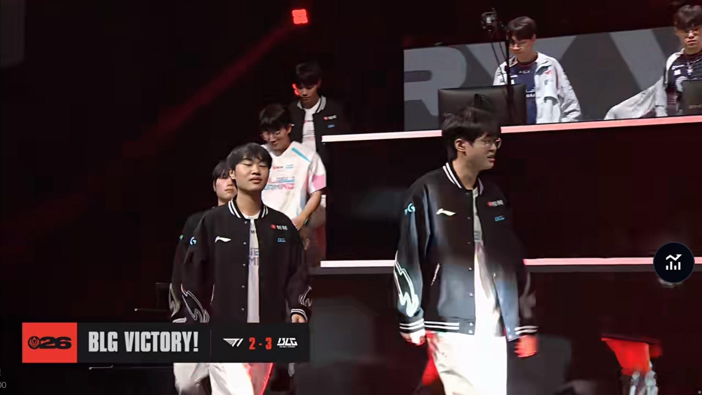 BLG3比2拿下T1，直接把卫冕冠军打进败者组了。五局拉满看得手心冒汗，决胜局