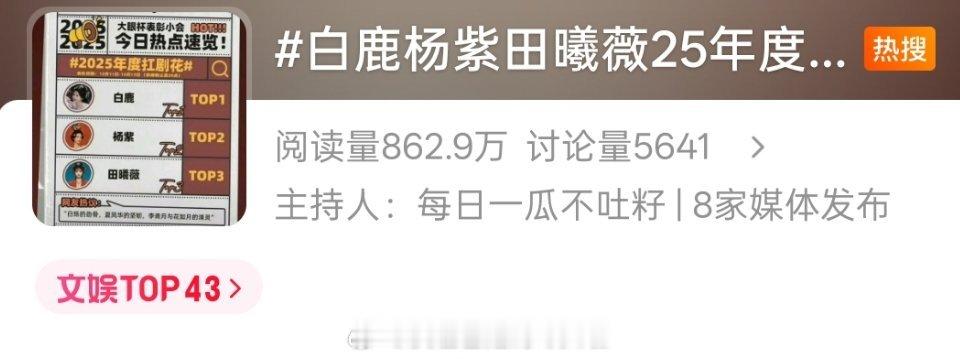 白鹿杨紫田曦薇25年度扛剧花这是故意黑田曦薇的ct吧，今年就播了两部二番剧，一个