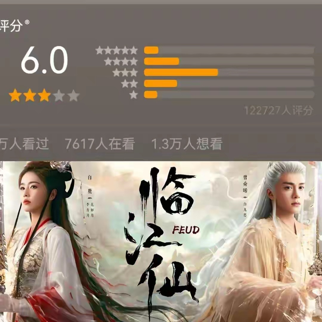 2025年玄幻仙侠剧评分Top10！10.《临江仙》6.0分主演：曾舜晞、白鹿9