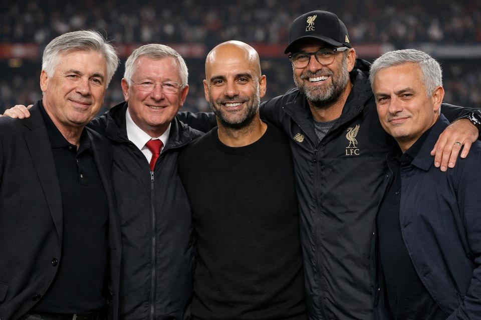 英超历史五大名帅，每家豪门一名。曼联代表弗格森，英超历史第一教练。曼城代