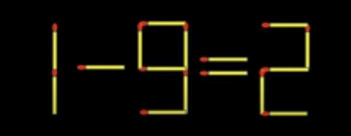 数字谜题大冒险来袭！如图所示，用火柴棒搭建的等式“1-9=2”显然站