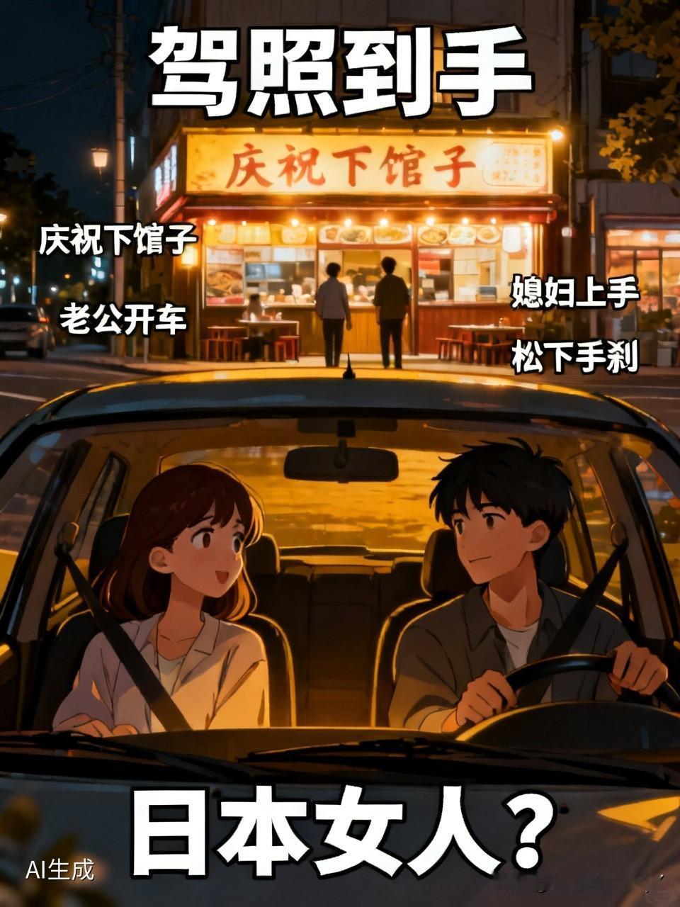 有个女子担心她老公出轨，便去报名考驾照，以便日后开车跟踪老公。这天，她终于拿到了