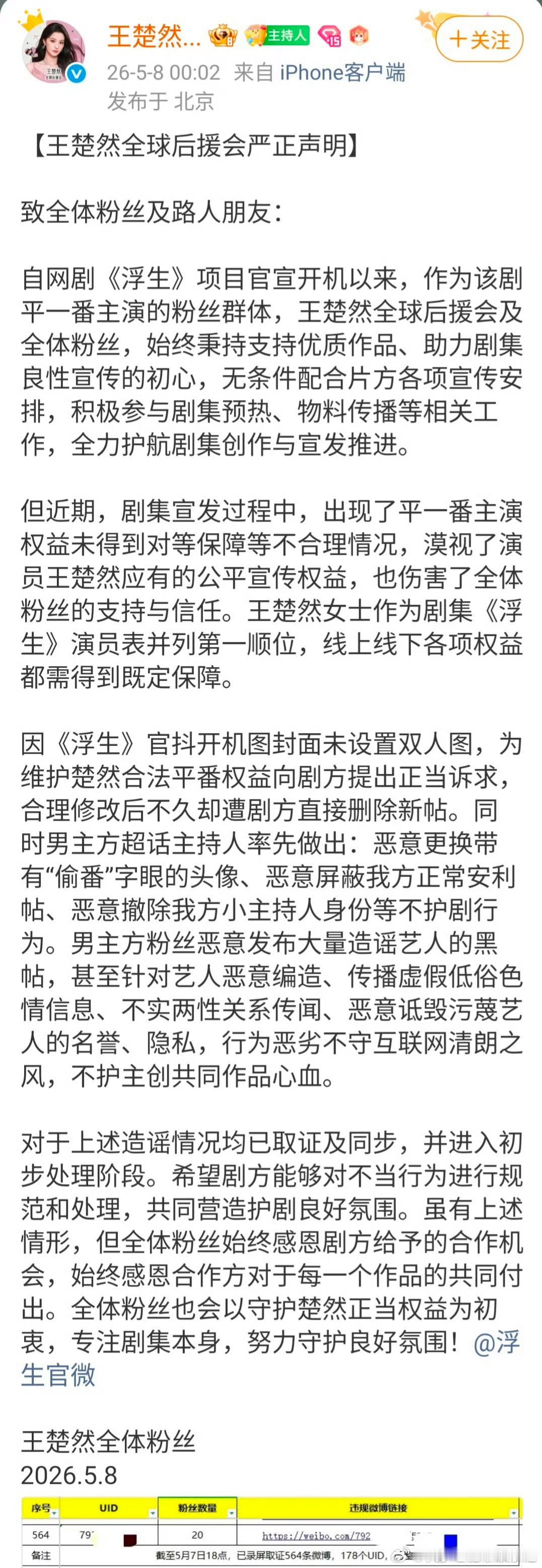 陈哲远和王楚然全球后援会都发声明了