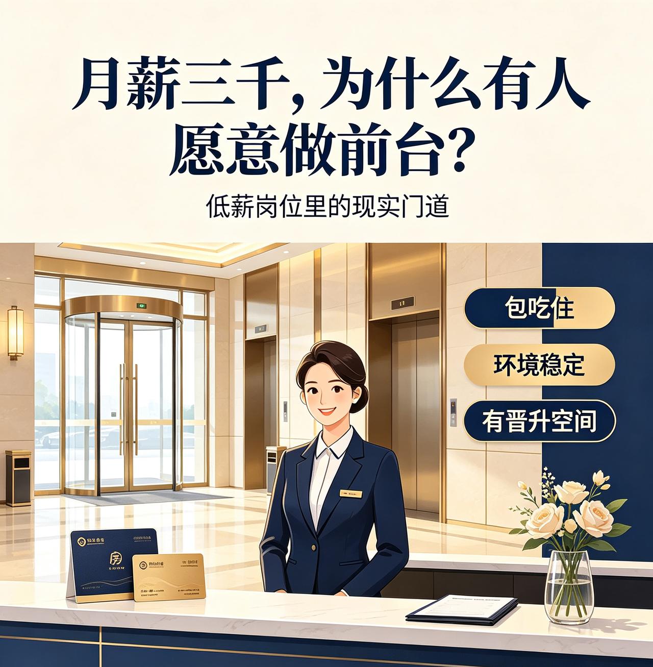 月薪仅三千，高颜值前台却不肯辞职，内里门道太现实！！逛酒店、公司总能