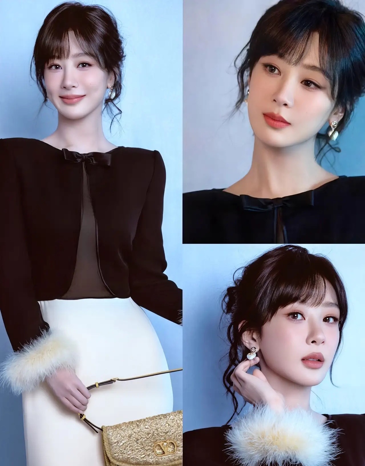 杨紫还挺让人意外的。以前有人觉得她土，穿大牌也不时尚。没想到，今天她穿着华伦天奴