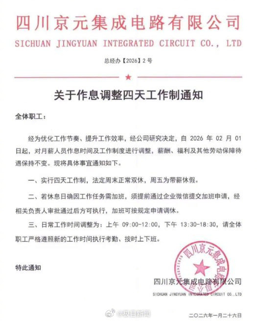 #企业宣布4天工作制后千人想应聘#【#四川一企业宣布每周工作4天#，负责人：加班