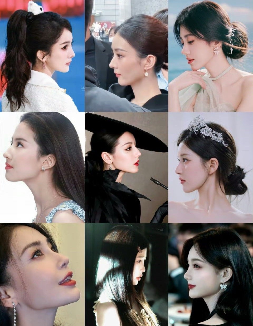 被网友评为内娱最美的9张女星侧脸。​​​​