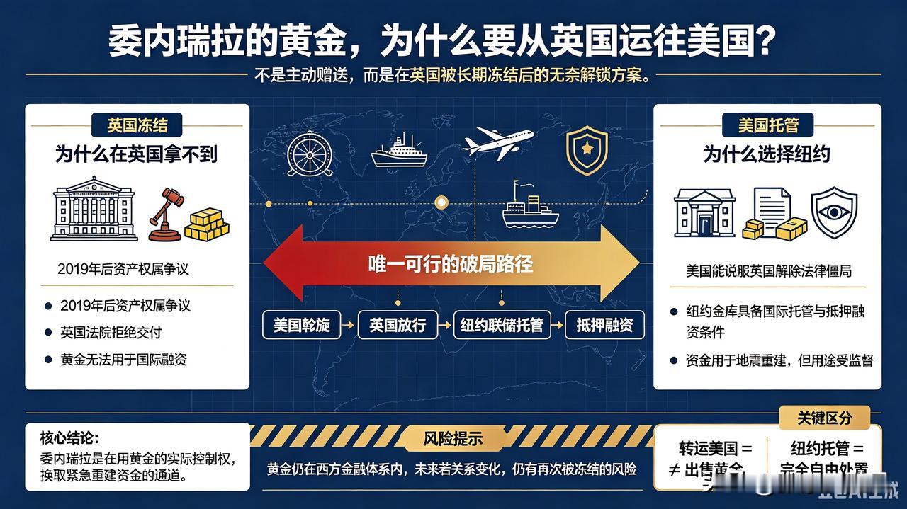 委内瑞拉存在英国的黄金，好不容易要出来，没落到自己手里，运往了美国。马杜罗放