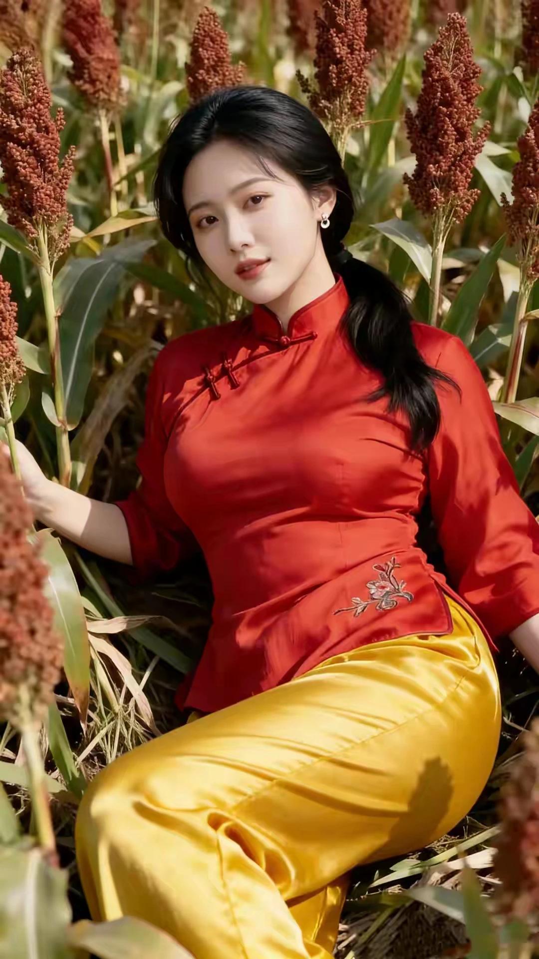 上联：福运频随春意至下联:五谷丰登秋意浓这副对联意境相契，上联春意携福，下