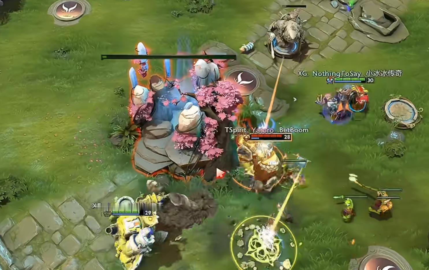 XG与雪碧僵持70分钟最终被BKB德鲁伊强拆基地输掉第一局，感觉这版本LD真的有