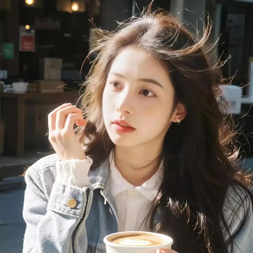 微风轻拂的午后，手捧咖啡的优雅少女。温柔咖啡店美女温柔咖啡写真休闲咖啡写真