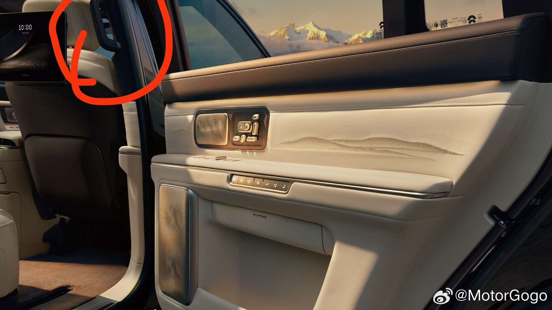 蔚来ES9有个被大家忽略的细节，就是后门B柱这里有个拉手，配合电动踏门，