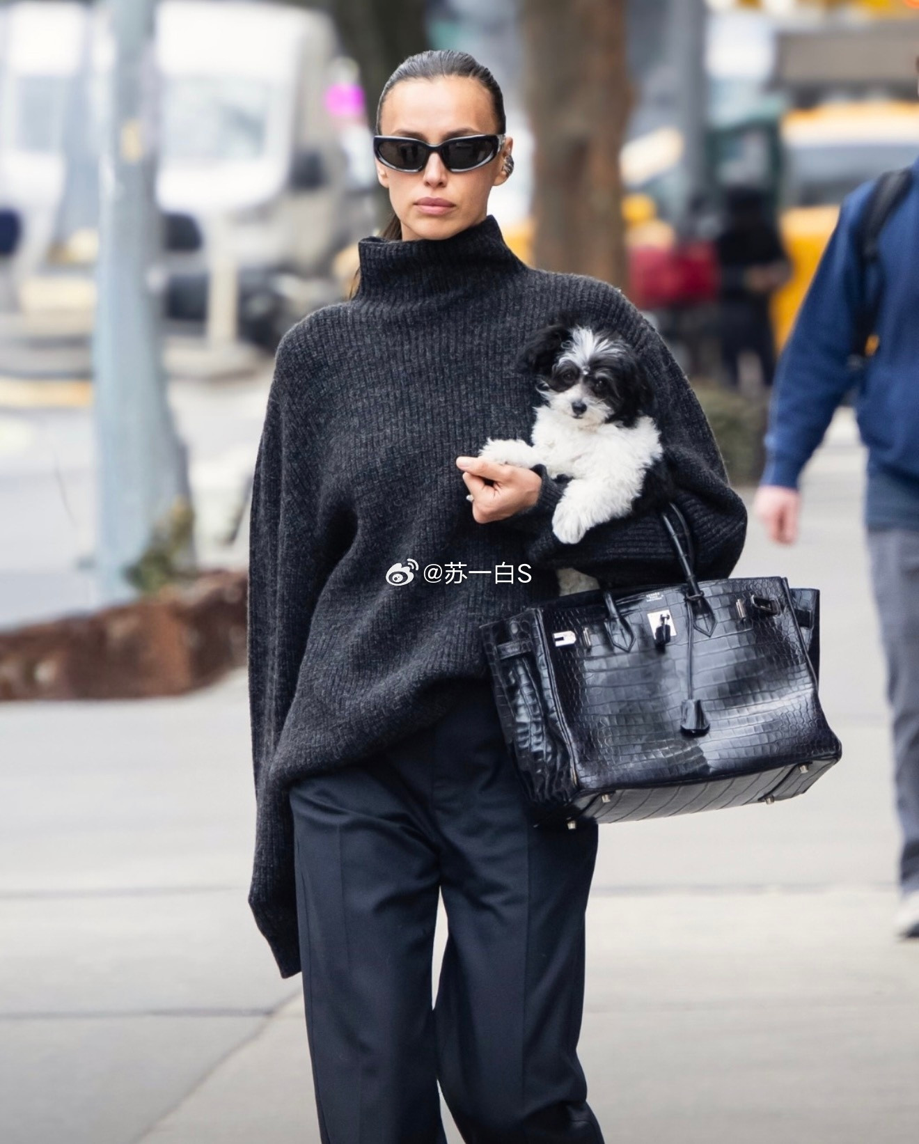 在纽约街头的IrinaShayk和小狗狗🐶👇