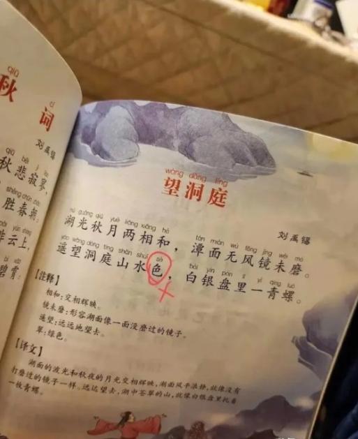 离谱！课本印错字被闺女抓包，这也太不应该了真的被整无语了！给娃辅导《望洞庭