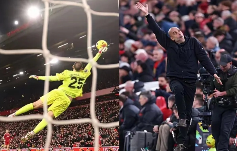 多纳鲁马这逆天扑救，没几个门将能做到，瓜迪奥拉都激动得跳起来，还模仿这一极限扑救