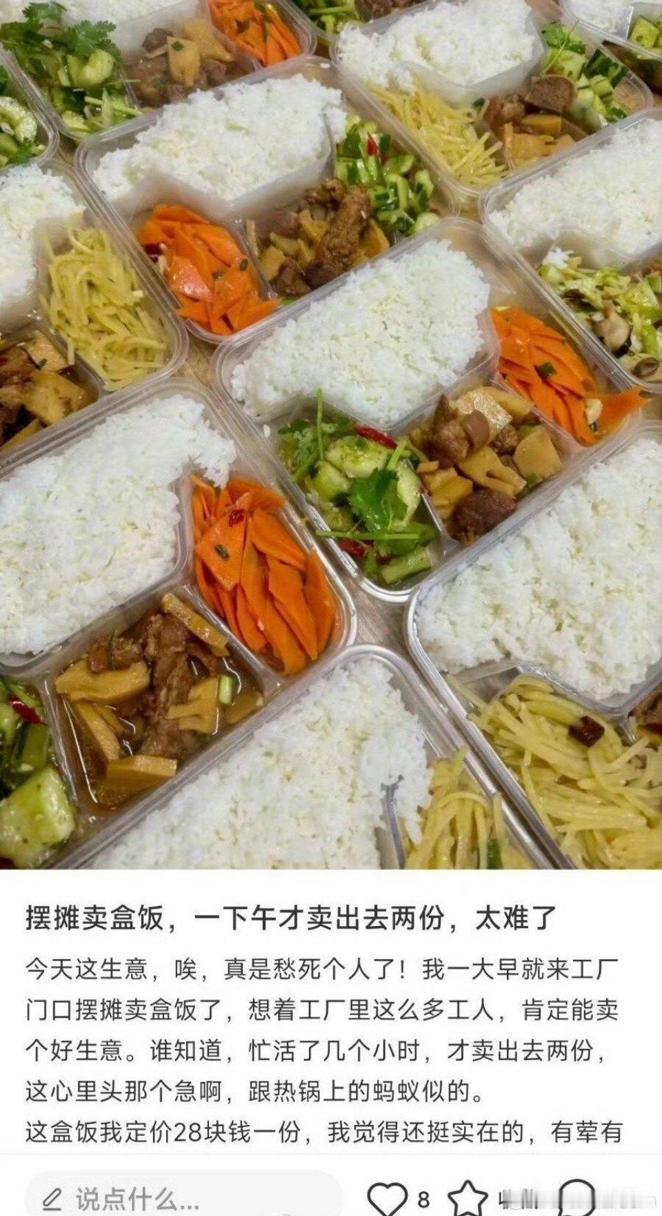 “摆脱卖盒饭,一下午才卖出去两份,太难了”