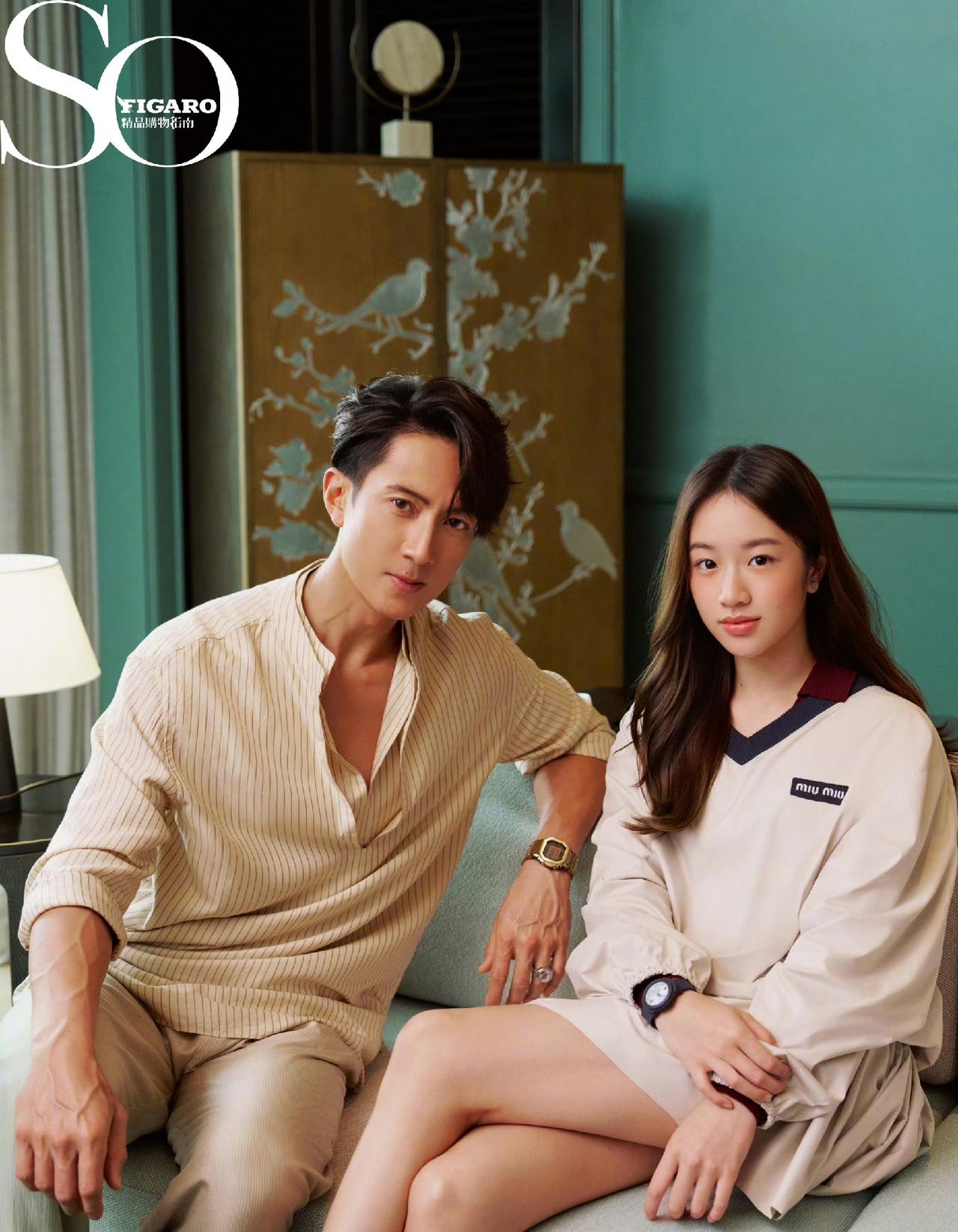 吴尊陪女儿拍杂志。他的15岁女儿neinei是从小美到大，她的颜值在星二代中也是