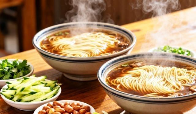 跟儿子一起吃面条。还记得上次咱爷俩单独下馆子是啥时候吗？反正我是记不清喽。平时