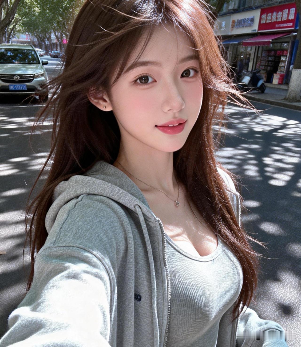 轻纱拂面，笑靥如花。