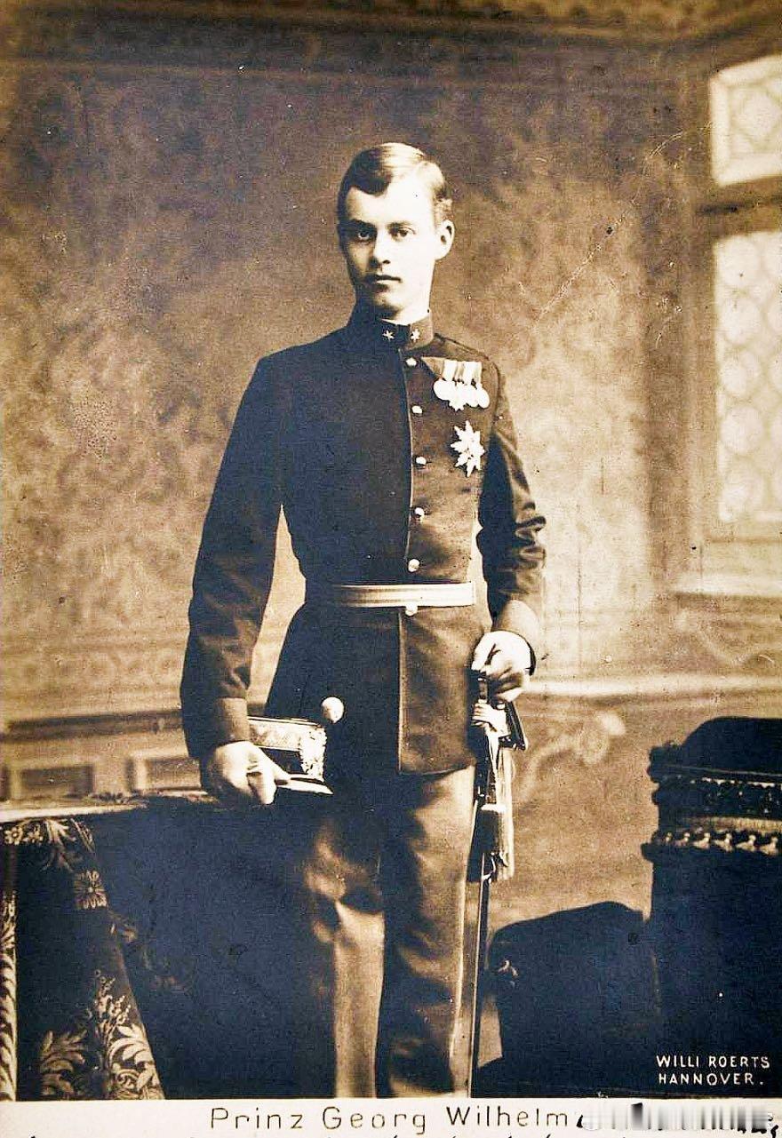 老照片德国汉诺威王子格奥尔格·威廉，德国汉诺威末代王储恩斯特·奥古斯特和丹麦公